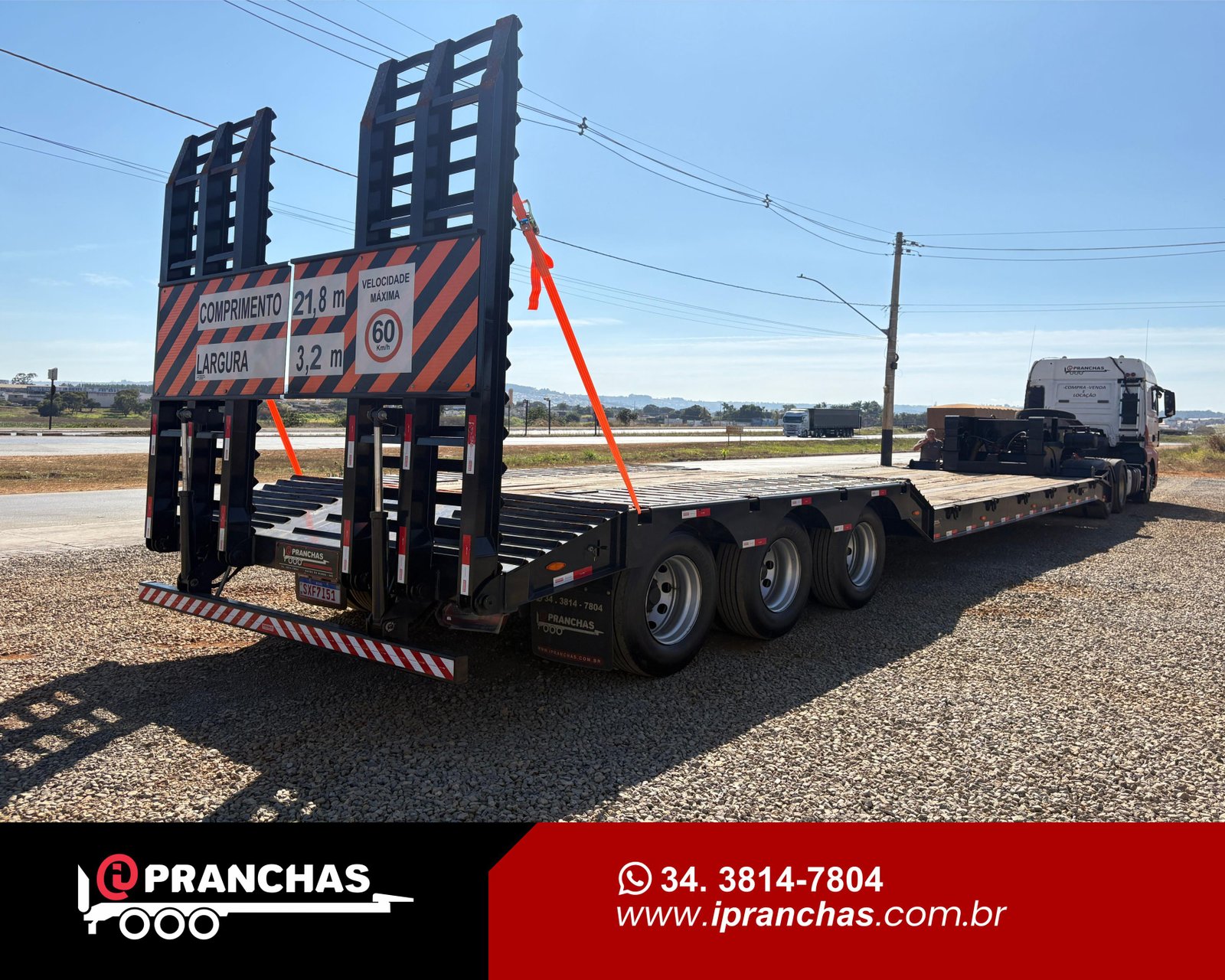 Prancha Carrega Tudo 03 eixos Pescoço Removível 2025 Seminova